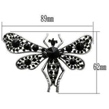 LO2391 - Imitation Rhodium White Metal Brooches with Top Grade Crystal in Jet - Alamode - Flyclothing LLC