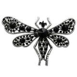 LO2391 - Imitation Rhodium White Metal Brooches with Top Grade Crystal in Jet - Alamode - Flyclothing LLC