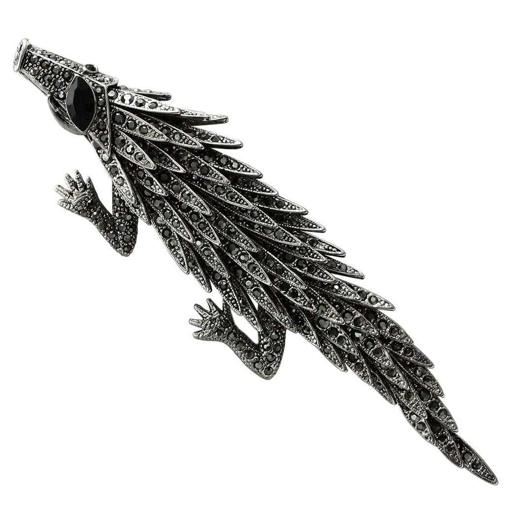 LO2394 - Imitation Rhodium White Metal Brooches with Top Grade Crystal in Jet - Alamode - Flyclothing LLC