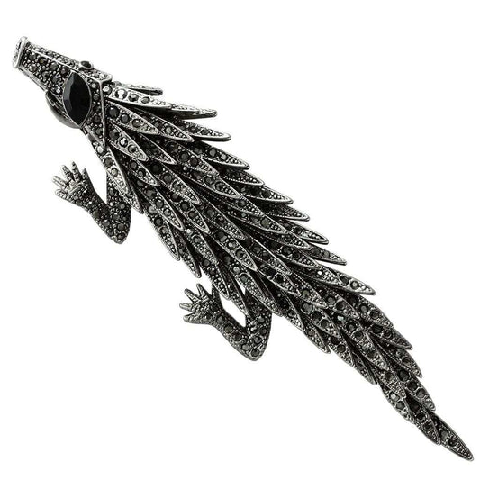 LO2394 - Imitation Rhodium White Metal Brooches with Top Grade Crystal in Jet - Alamode - Flyclothing LLC