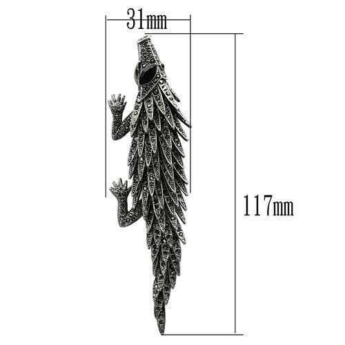 LO2394 - Imitation Rhodium White Metal Brooches with Top Grade Crystal in Jet - Alamode - Flyclothing LLC