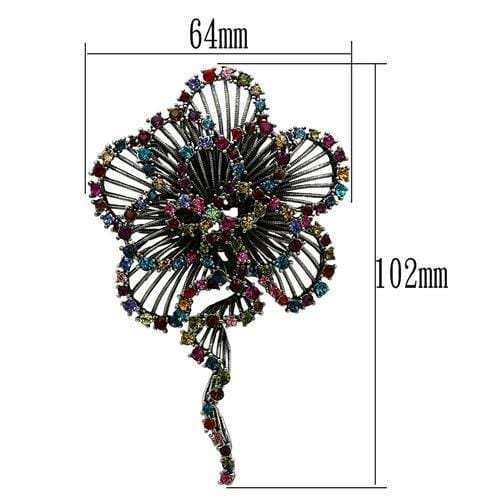 LO2395 - Imitation Rhodium White Metal Brooches with Top Grade Crystal in Multi Color - Alamode - Flyclothing LLC