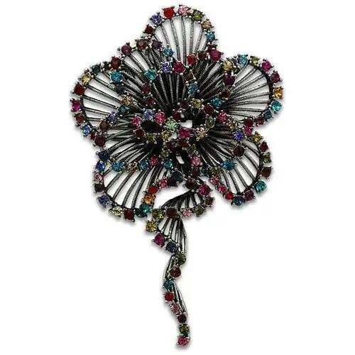 LO2395 - Imitation Rhodium White Metal Brooches with Top Grade Crystal in Multi Color - Alamode - Flyclothing LLC