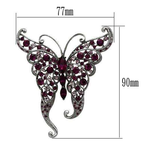 LO2396 - Imitation Rhodium White Metal Brooches with Top Grade Crystal in Multi Color - Alamode - Flyclothing LLC