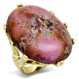 LO2432 - Gold Brass Ring with Synthetic Jade in Light Amethyst - Alamode - Flyclothing LLC