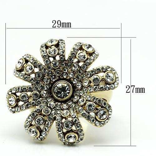 LO2465 - Gold Brass Ring with Top Grade Crystal in Clear - Alamode - Flyclothing LLC