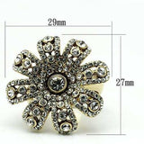 LO2465 - Gold Brass Ring with Top Grade Crystal in Clear - Alamode - Flyclothing LLC