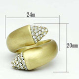 LO2466 - Gold & Brush Brass Ring with Top Grade Crystal in Clear - Alamode - Flyclothing LLC