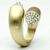 LO2466 - Gold & Brush Brass Ring with Top Grade Crystal in Clear - Alamode - Flyclothing LLC