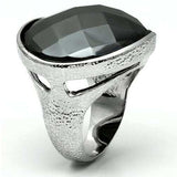 LO2470 - Rhodium Brass Ring with Synthetic Hematite in Hematite - Alamode - Flyclothing LLC