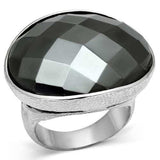 LO2470 - Rhodium Brass Ring with Synthetic Hematite in Hematite - Alamode - Flyclothing LLC
