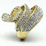 LO2472 - Gold Brass Ring with Top Grade Crystal in Light Smoked - Alamode - Flyclothing LLC