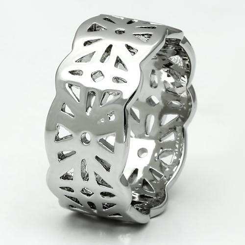 LO2483 - Imitation Rhodium Brass Ring with No Stone - Alamode - Flyclothing LLC