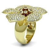 LO2484 - Gold Brass Ring with AAA Grade CZ in Champagne - Alamode - Flyclothing LLC