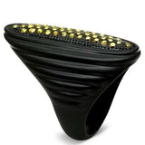 LO2499 - TIN Cobalt Black Brass Ring with Top Grade Crystal in Light Smoked - Alamode - Flyclothing LLC