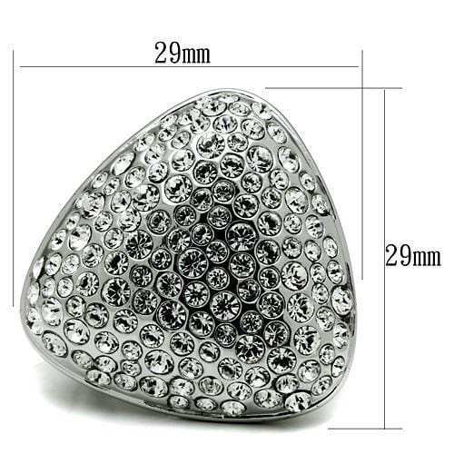 LO2515 - Rhodium Brass Ring with Top Grade Crystal in Clear - Alamode - Flyclothing LLC