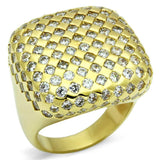 LO2516 - Gold Brass Ring with AAA Grade CZ in Clear - Alamode - Flyclothing LLC