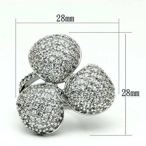 LO2526 - Rhodium Brass Ring with AAA Grade CZ in Clear - Alamode - Flyclothing LLC
