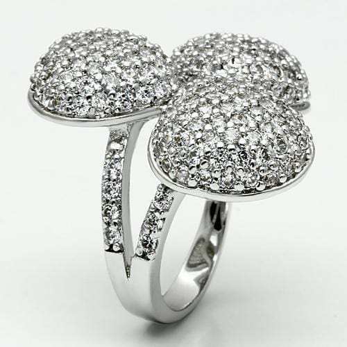 LO2526 - Rhodium Brass Ring with AAA Grade CZ in Clear - Alamode - Flyclothing LLC