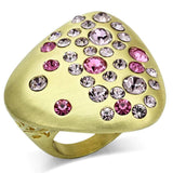 LO2534 - Gold & Brush Brass Ring with Top Grade Crystal in Multi Color - Alamode - Flyclothing LLC