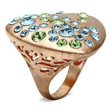 LO2535 - Rose Gold Brass Ring with Top Grade Crystal in Multi Color - Alamode - Flyclothing LLC