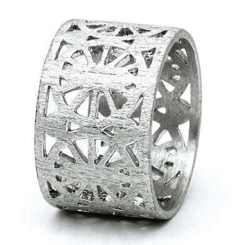 LO2536 - Rhodium Brass Ring with No Stone - Alamode - Flyclothing LLC