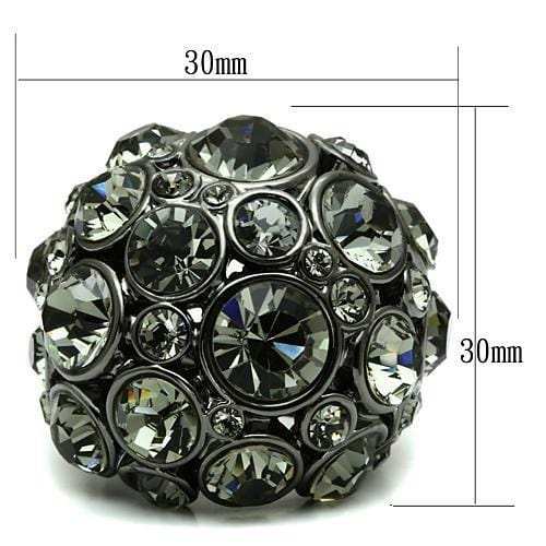 LO2545 - Ruthenium Brass Ring with Top Grade Crystal in Black Diamond - Alamode - Flyclothing LLC