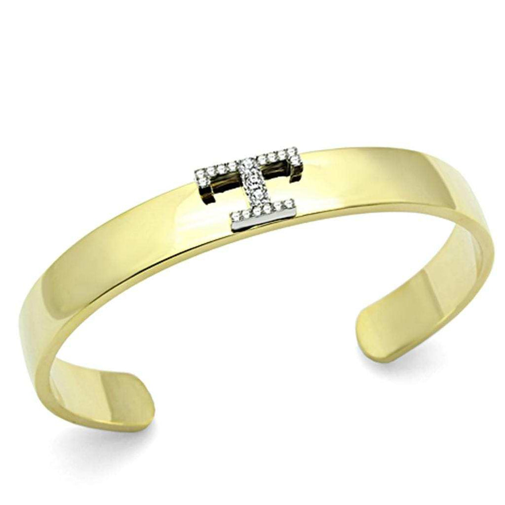 LO2589 - Gold+Rhodium White Metal Bangle with Top Grade Crystal in Clear - Alamode - Flyclothing LLC