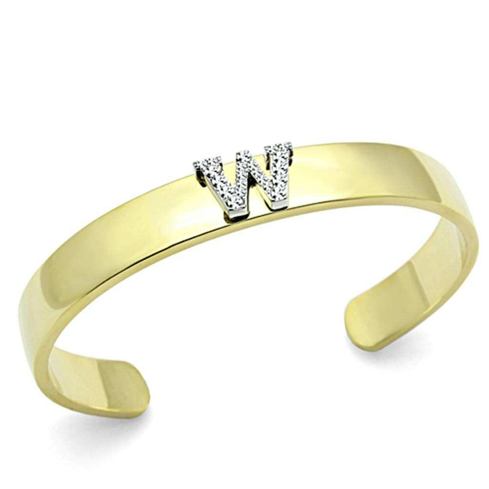 LO2592 - Gold+Rhodium White Metal Bangle with Top Grade Crystal in Clear - Alamode - Flyclothing LLC
