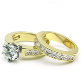 LO2603 - Gold+Rhodium Brass Ring with AAA Grade CZ in Clear - Alamode - Flyclothing LLC