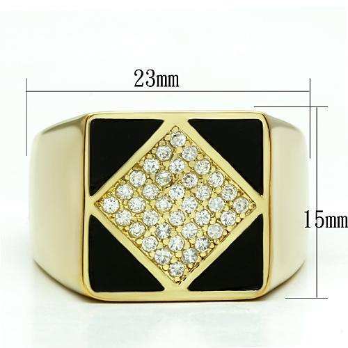LO2608 - Gold Brass Ring with AAA Grade CZ in Clear - Alamode - Flyclothing LLC