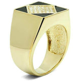 LO2608 - Gold Brass Ring with AAA Grade CZ in Clear - Alamode - Flyclothing LLC