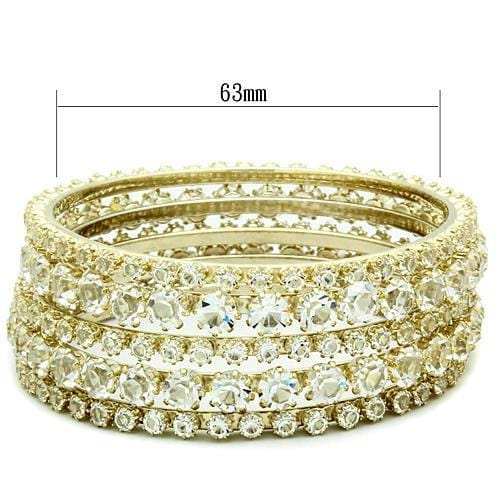 LO2617 - Gold Brass Bangle with Top Grade Crystal in Clear - Alamode - Flyclothing LLC