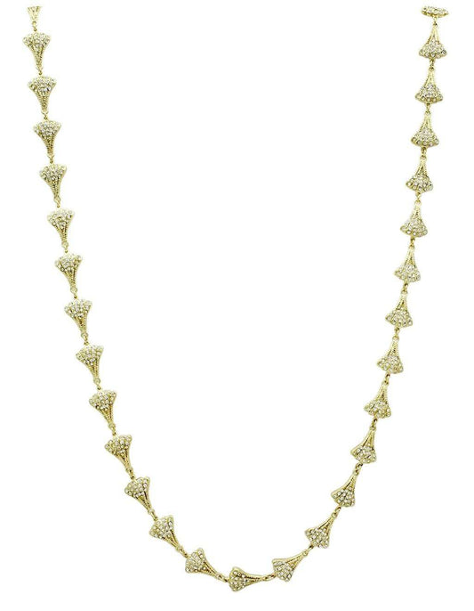 LO2625 - Gold Brass Necklace with Top Grade Crystal in Clear - Alamode - Flyclothing LLC