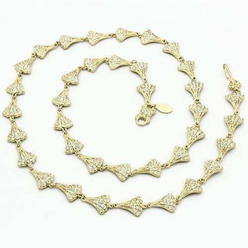 LO2625 - Gold Brass Necklace with Top Grade Crystal in Clear - Alamode - Flyclothing LLC
