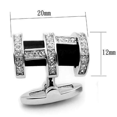 LO2629 - Rhodium Brass Cufflink with Top Grade Crystal in Clear - Alamode - Flyclothing LLC