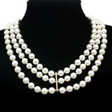 LO2644 - Gold Brass Necklace with Semi-Precious Onyx in Jet - Alamode - Flyclothing LLC