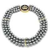 LO2645 - Gold Brass Necklace with Semi-Precious Onyx in Jet - Alamode - Flyclothing LLC