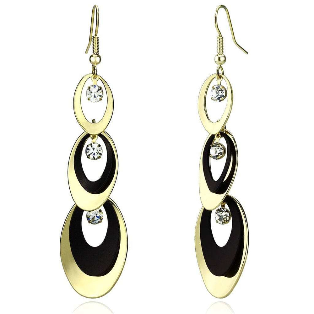LO2652 - Gold+Ruthenium Iron Earrings with Top Grade Crystal in Clear - Alamode - Flyclothing LLC