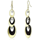 LO2652 - Gold+Ruthenium Iron Earrings with Top Grade Crystal in Clear - Alamode - Flyclothing LLC