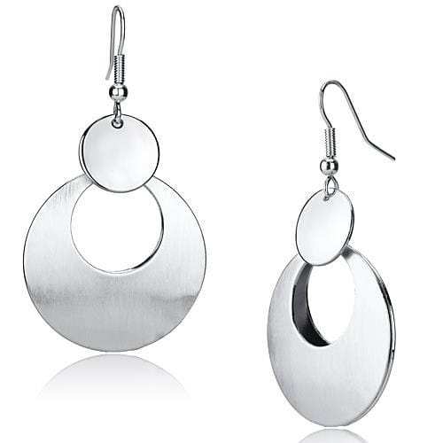LO2657 - Matte Rhodium & Rhodium Iron Earrings with No Stone - Alamode - Flyclothing LLC