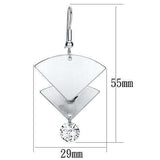 LO2662 - Matte Rhodium & Rhodium Iron Earrings with AAA Grade CZ in Clear - Alamode - Flyclothing LLC