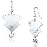 LO2662 - Matte Rhodium & Rhodium Iron Earrings with AAA Grade CZ in Clear - Alamode - Flyclothing LLC