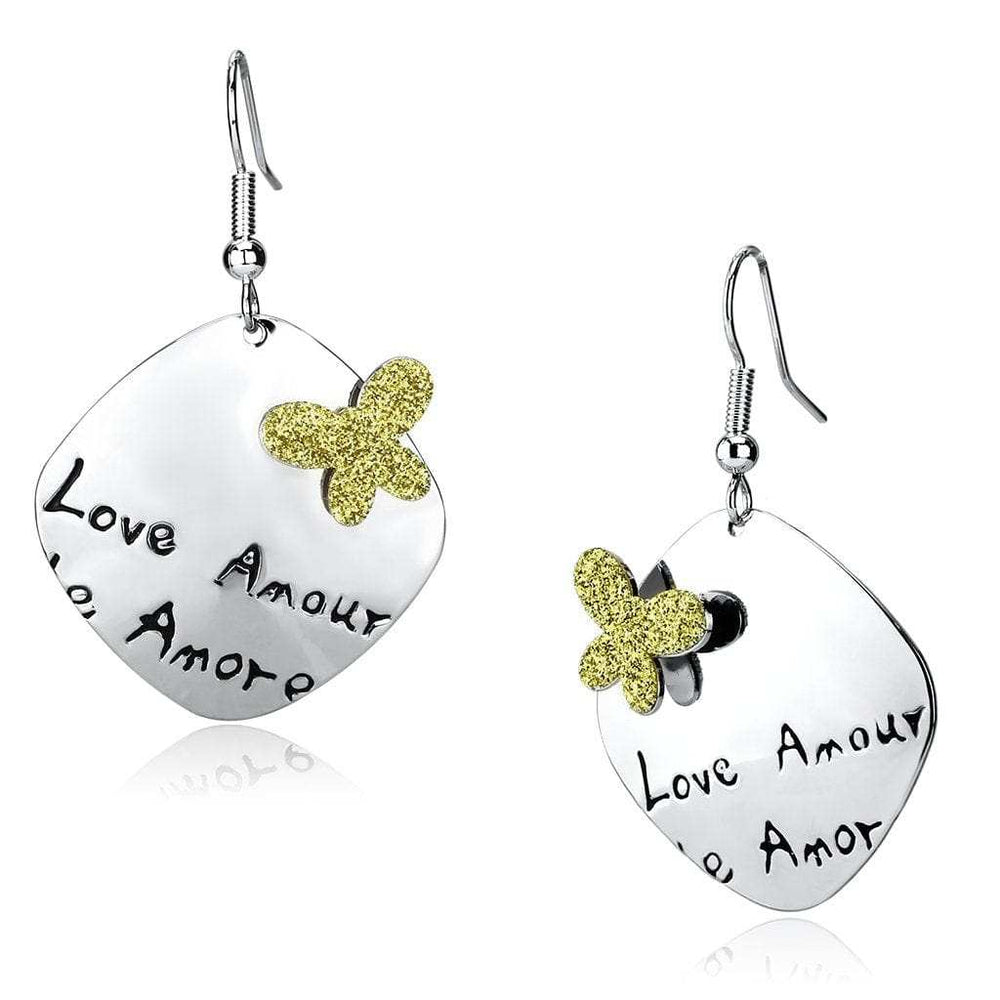 LO2664 - Rhodium Iron Earrings with No Stone - Alamode - Flyclothing LLC