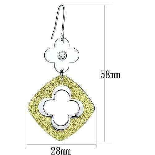 LO2667 - Rhodium Iron Earrings with Top Grade Crystal in Clear - Alamode - Flyclothing LLC