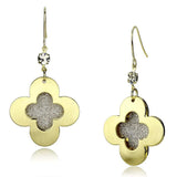 LO2668 - Matte Gold & Gold Iron Earrings with Top Grade Crystal in Clear - Alamode - Flyclothing LLC