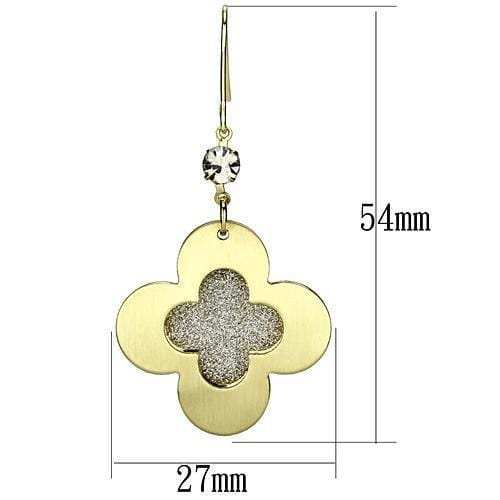 LO2668 - Matte Gold & Gold Iron Earrings with Top Grade Crystal in Clear - Alamode - Flyclothing LLC