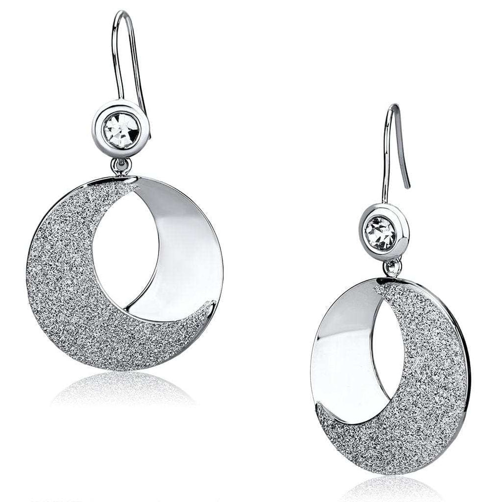 LO2669 - Rhodium Iron Earrings with Top Grade Crystal in Clear - Alamode - Flyclothing LLC