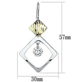 LO2670 - Gold+Rhodium Iron Earrings with AAA Grade CZ in Clear - Alamode - Flyclothing LLC