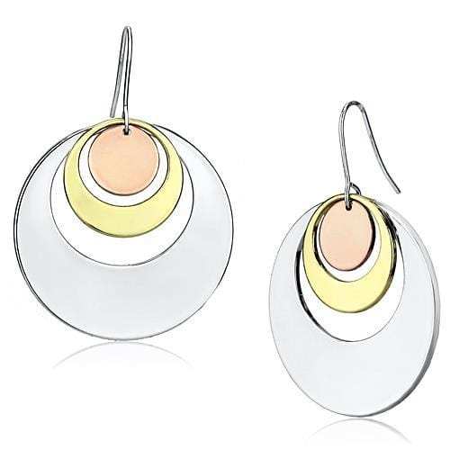 LO2671 - Rhodium + Gold + Rose Gold Iron Earrings with No Stone - Alamode - Flyclothing LLC